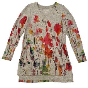 Soft Surroundings Grey Floral Tunic Petite XS See Photos For Measurements